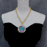 KKGEM Natural Aquamarine Rough Tourmaline Bead Pendant Necklace