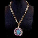 KKGEM Natural Aquamarine Rough Tourmaline Bead Pendant Necklace