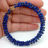 KKGEM Lapis Bangle Wrap Bracelet 2x3mm Faceted Round Magnet Clasp