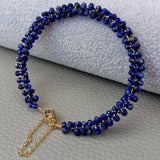 KKGEM Lapis Bangle Wrap Bracelet 2x3mm Faceted Round Magnet Clasp