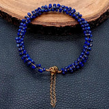 KKGEM Lapis Bangle Wrap Bracelet 2x3mm Faceted Round Magnet Clasp