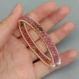 KKGEM 3mm Pink Tourmaline Pearl Wrap Bracelet