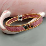 KKGEM 3mm Pink Tourmaline Pearl Wrap Bracelet