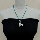 KKGEM Apatite Choker Necklace with Keshi Pearl Pendant