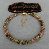 KKGEM 4mm Faceted Round Tourmaline Bangle Bracelet for Women
