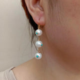 KKGEM Freshwater Pearl Turquoise Cz Dangle Earrings