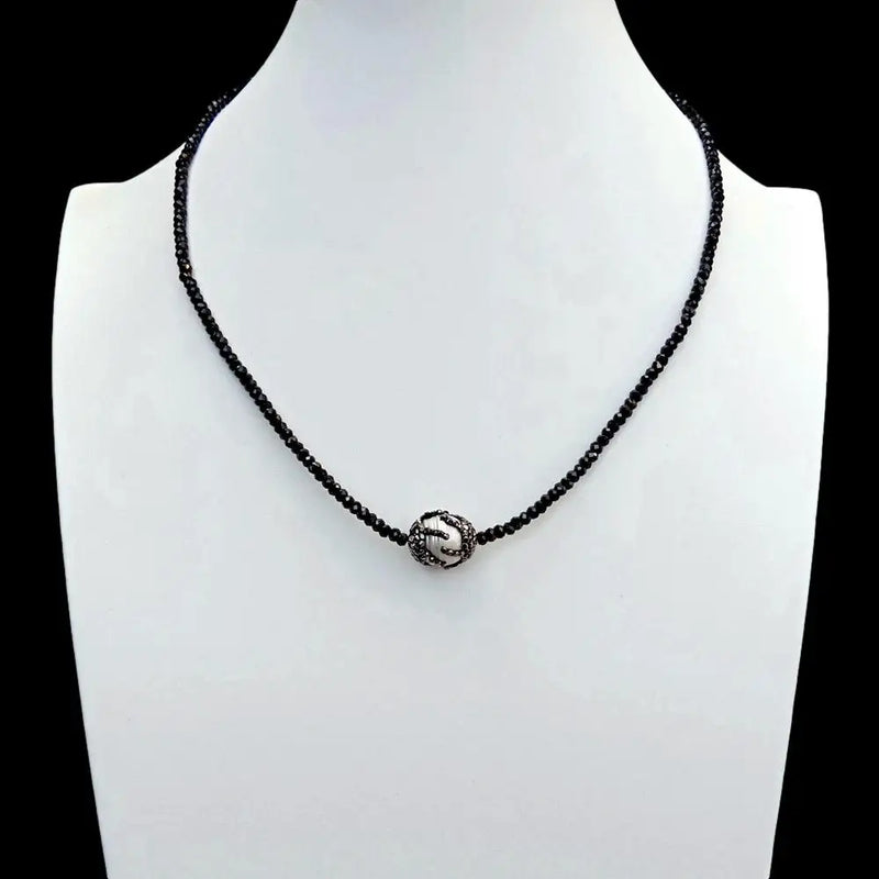KKGEM Spinel Pearl Crystal Pave Necklace Gemstone Jewelry