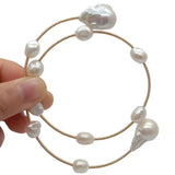 KKGEM Natural Freshwater Baroque Pearl 15x22mm Adjustable Bracelet