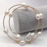 KKGEM Natural Freshwater Baroque Pearl 15x22mm Adjustable Bracelet