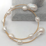 KKGEM Natural Freshwater Baroque Pearl 15x22mm Adjustable Bracelet
