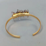 KKGEM Punk Clear Quartz Druzy Plated Bangle Bracelet