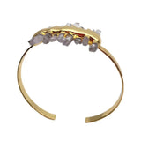 KKGEM Punk Clear Quartz Druzy Plated Bangle Bracelet