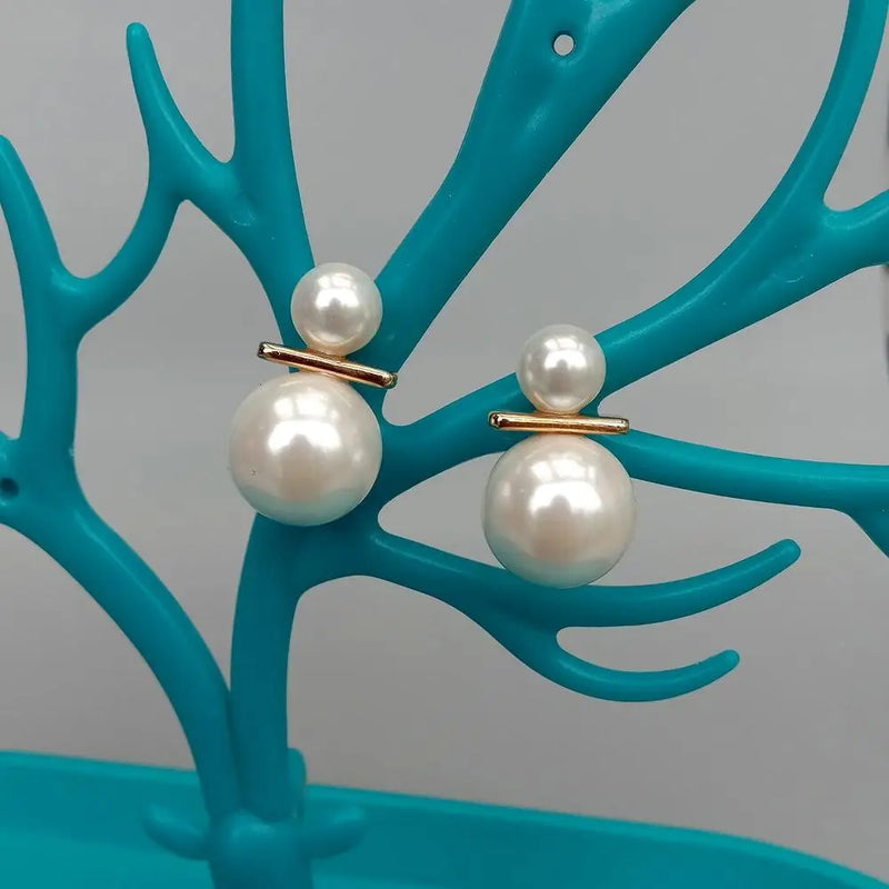 Cream Sea Shell Pearl Stud Earrings 8.5-14mm
