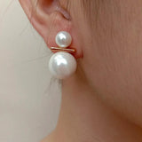 Cream Sea Shell Pearl Stud Earrings 8.5-14mm
