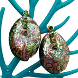 KKGEM Abalone Shell Green Cz Stud Earrings
