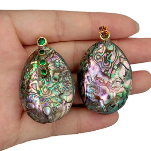 KKGEM Abalone Shell Green Cz Stud Earrings