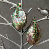 KKGEM Abalone Shell Green Cz Stud Earrings