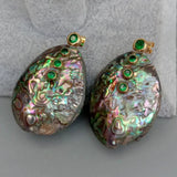 KKGEM Abalone Shell Green Cz Stud Earrings