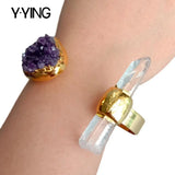 KKGEM 25x24mm Amethyst Druzy Quartz Bangle Bracelet