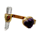 KKGEM 25x24mm Amethyst Druzy Quartz Bangle Bracelet