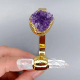 KKGEM 25x24mm Amethyst Druzy Quartz Bangle Bracelet