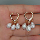 KKGEM 7*8mm Natural Keshi Pearl Hoop Earrings