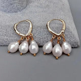 KKGEM 7*8mm Natural Keshi Pearl Hoop Earrings