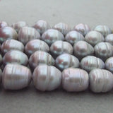 KKGEMS Gray Rice Freshwater Pearl Beads 12x15mm for Jewelry Making DIY