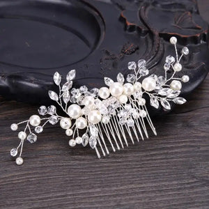 Pearl Crystal Flower Bridal Hair Comb Wedding Hair Jewelry
