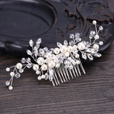 Pearl Crystal Flower Bridal Hair Comb Wedding Hair Jewelry