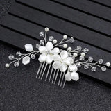 Pearl Crystal Flower Bridal Hair Comb Wedding Hair Jewelry