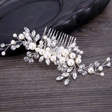 Pearl Crystal Flower Bridal Hair Comb Wedding Hair Jewelry