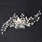 Pearl Crystal Flower Bridal Hair Comb Wedding Hair Jewelry