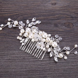 Pearl Crystal Flower Bridal Hair Comb Wedding Hair Jewelry