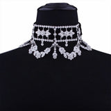 Crystal Rhinestone Choker Necklace Velvet Statement Necklace for Women