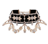 Crystal Rhinestone Choker Necklace Velvet Statement Necklace for Women
