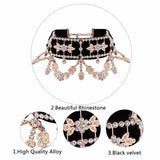 Crystal Rhinestone Choker Necklace Velvet Statement Necklace for Women