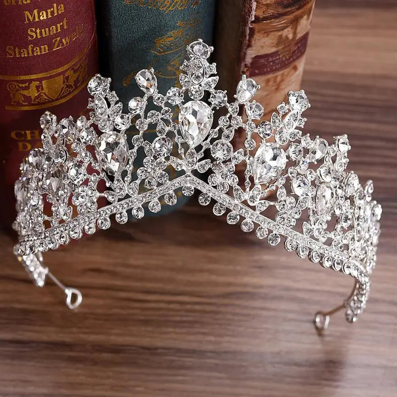 European Red Green Crystal Crown Headwear Bridal Wedding Hair Accessories