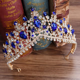European Red Green Crystal Crown Headwear Bridal Wedding Hair Accessories