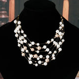 Layer Chains Pearl Necklaces Women Party Wedding Bride Necklace