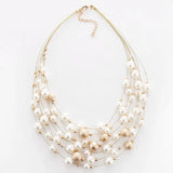 Layer Chains Pearl Necklaces Women Party Wedding Bride Necklace