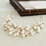 Layer Chains Pearl Necklaces Women Party Wedding Bride Necklace