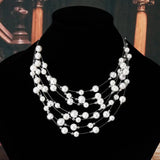 Layer Chains Pearl Necklaces Women Party Wedding Bride Necklace