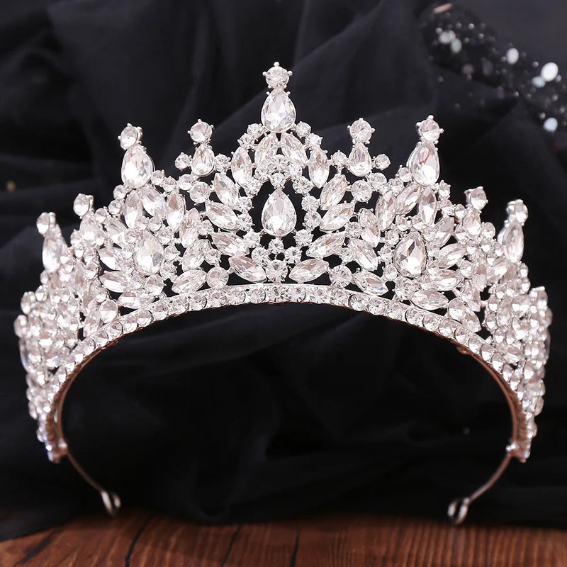 Baroque Queen Crystal Crown Bridal Tiara Wedding Hair Jewelry