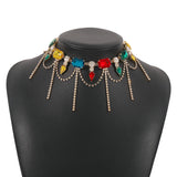 Baroque Crystal Geometric Choker Necklace Bridal Wedding Jewelry
