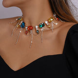Baroque Crystal Geometric Choker Necklace Bridal Wedding Jewelry