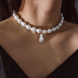 Baroque Irregular Simulated Pearl Choker Necklace for Women Girls