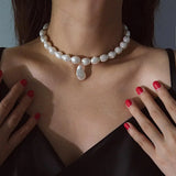 Baroque Irregular Simulated Pearl Choker Necklace for Women Girls