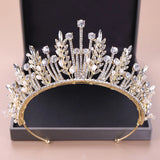 Baroque Bridal Crystal Leaf Crowns Princess Queen Pageant Prom Pearl Veil Tiaras
