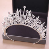 Baroque Bridal Crystal Leaf Crowns Princess Queen Pageant Prom Pearl Veil Tiaras
